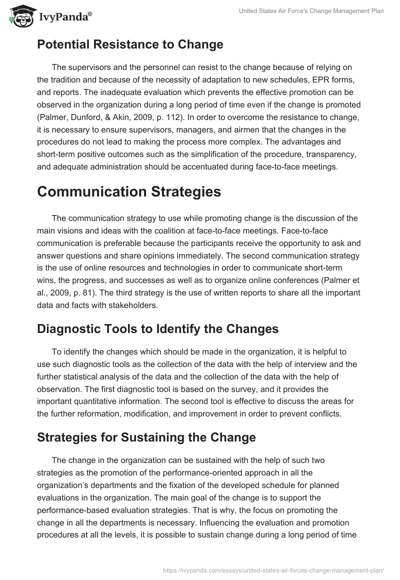 United States Air Force's Change Management Plan. Page 4