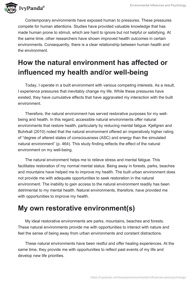 Environmental Influences and Psychology. Page 2