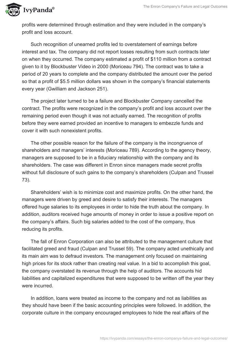 The Enron Company's Failure and Legal Outcomes. Page 2