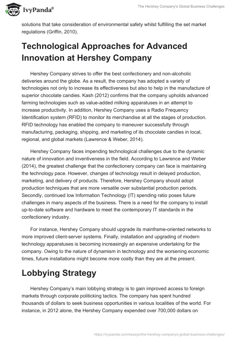 The Hershey Company's Global Business Challenges. Page 4