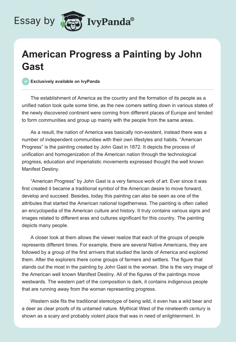 "American Progress" a Painting by John Gast. Page 1