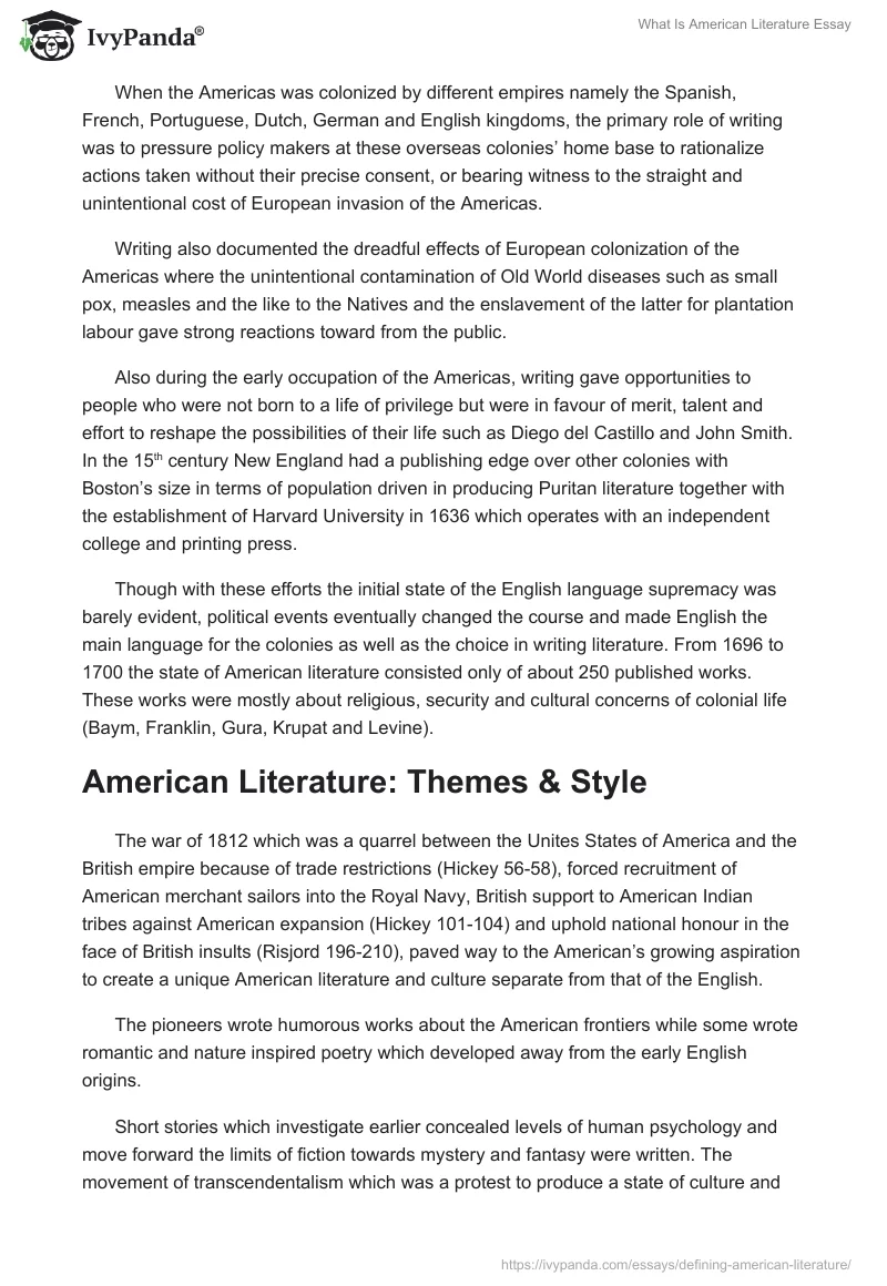 What Is American Literature Essay. Page 2