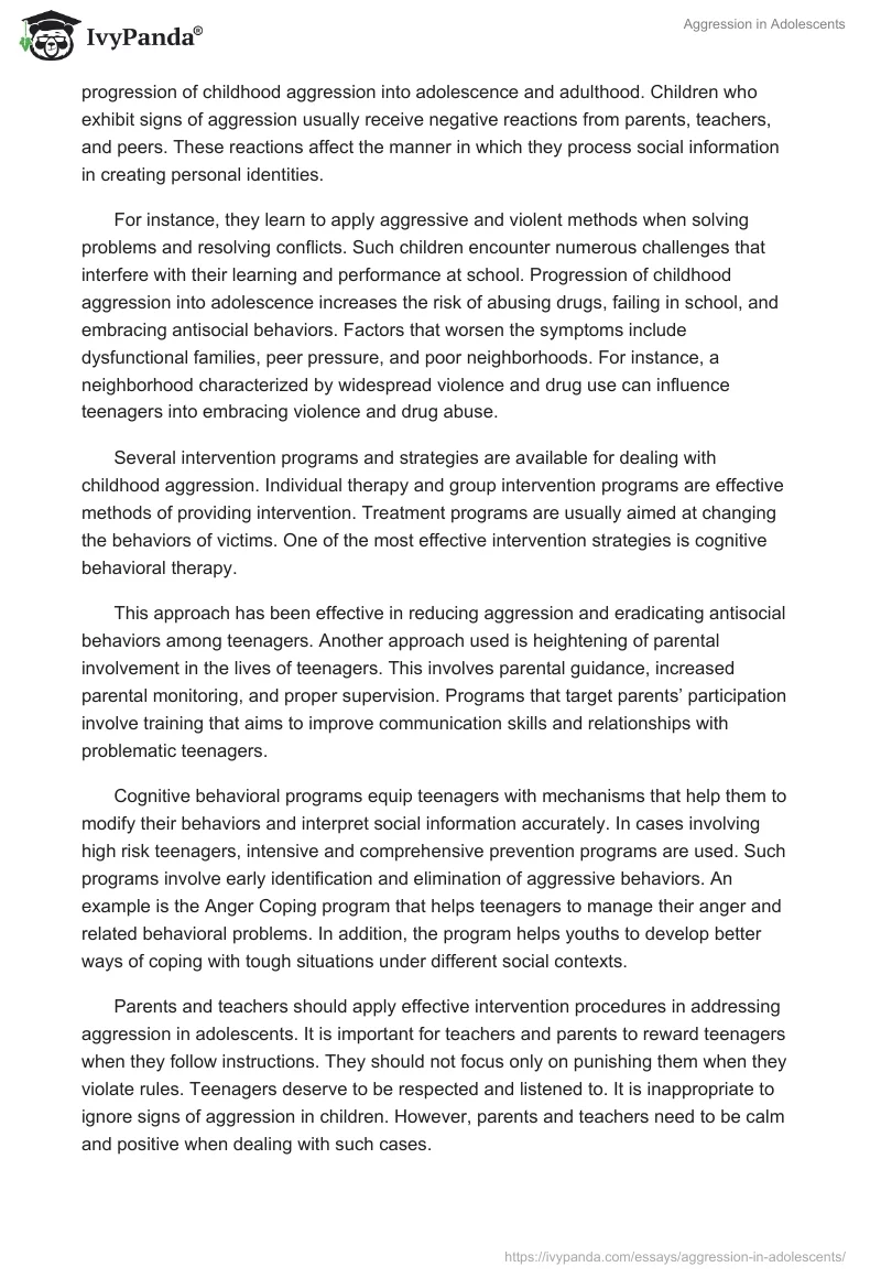 Aggression in Adolescents. Page 2