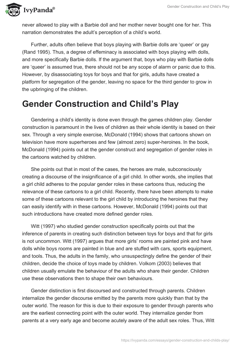 Gender Construction and Child’s Play. Page 3