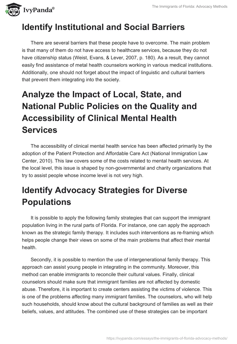 The Immigrants of Florida: Advocacy Methods. Page 2