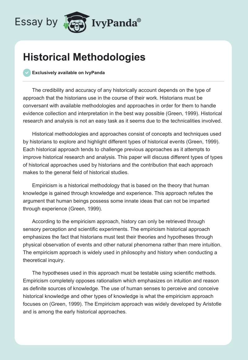 Historical Methodologies. Page 1