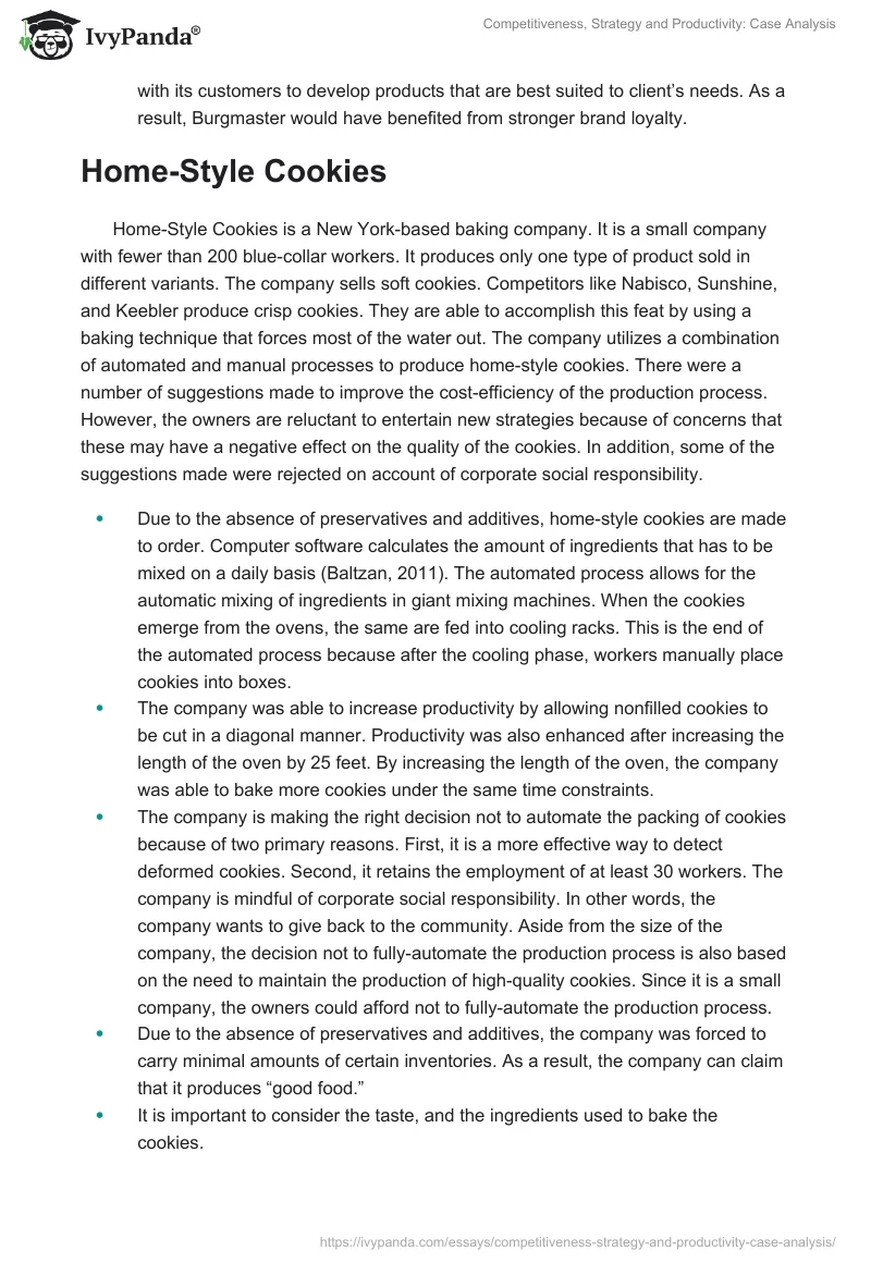 Competitiveness, Strategy and Productivity: Case Analysis. Page 2