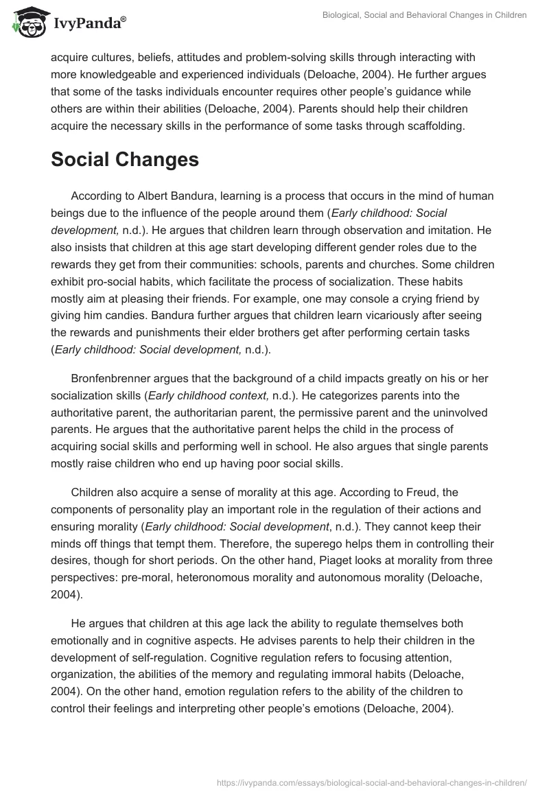 Biological, Social and Behavioral Changes in Children. Page 2