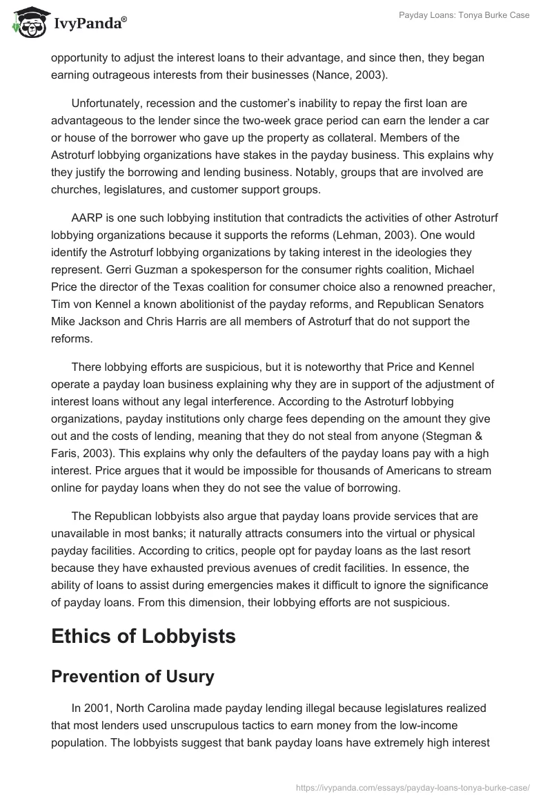 Payday Loans: Tonya Burke Case. Page 4