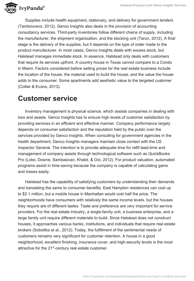Halstead Property's and Genco Insights' Services. Page 3