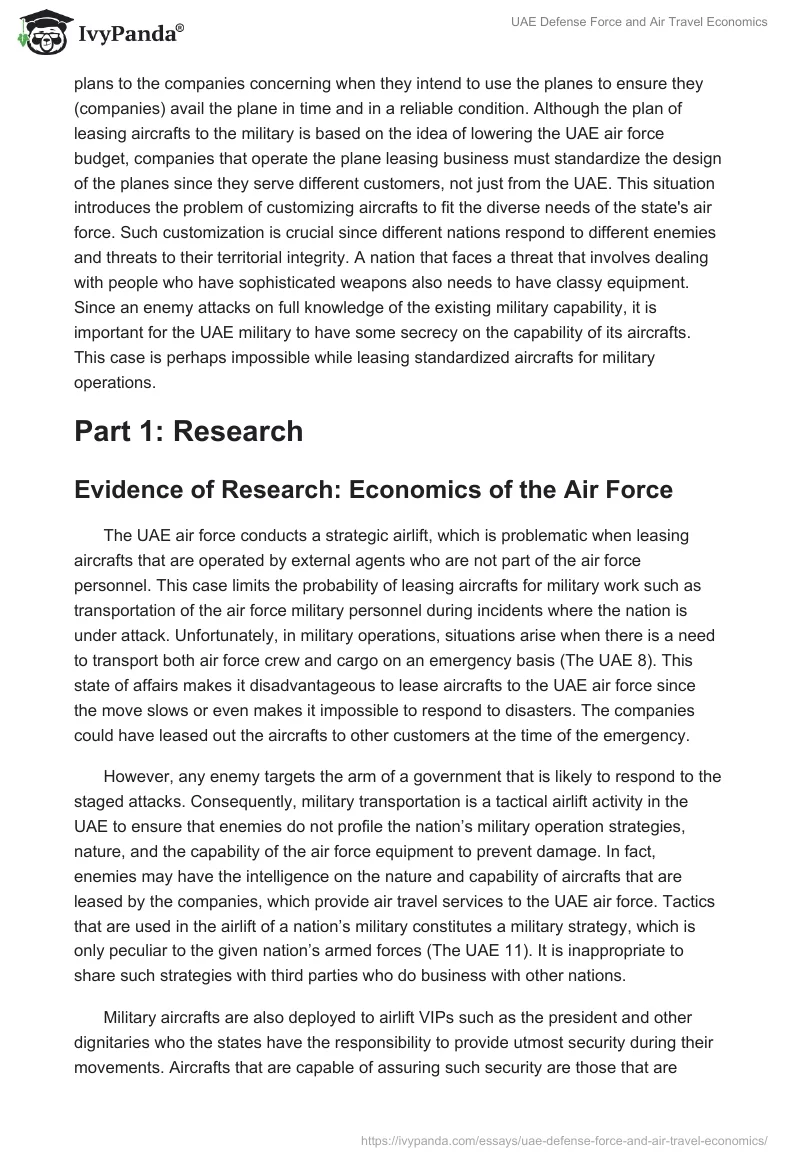 UAE Defense Force and Air Travel Economics. Page 2