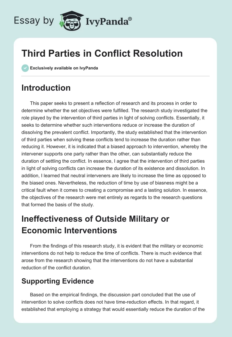 Third Parties in Conflict Resolution. Page 1