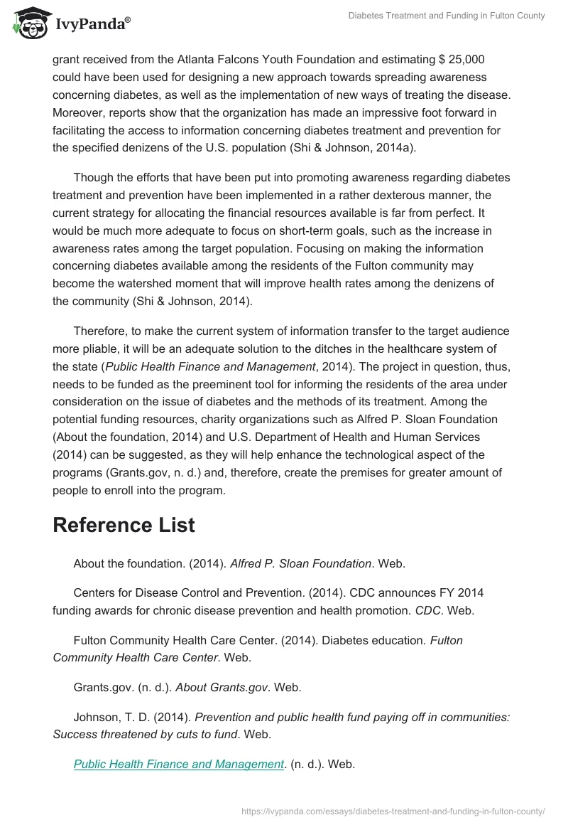 Diabetes Treatment and Funding in Fulton County. Page 2