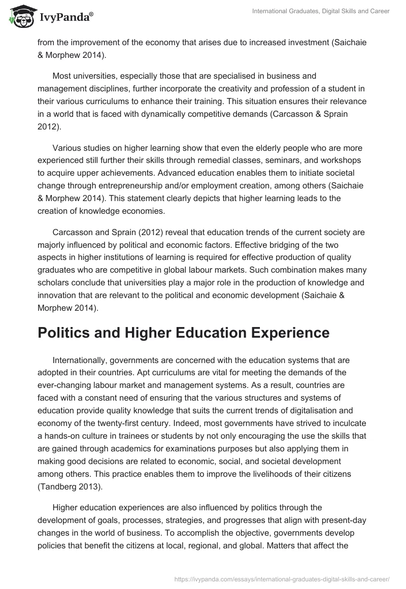 International Graduates, Digital Skills and Career. Page 2
