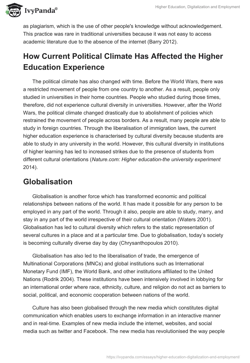 Higher Education, Digitalization and Employment. Page 4
