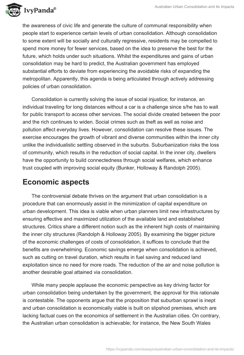 Australian Urban Consolidation and Its Impacts. Page 3