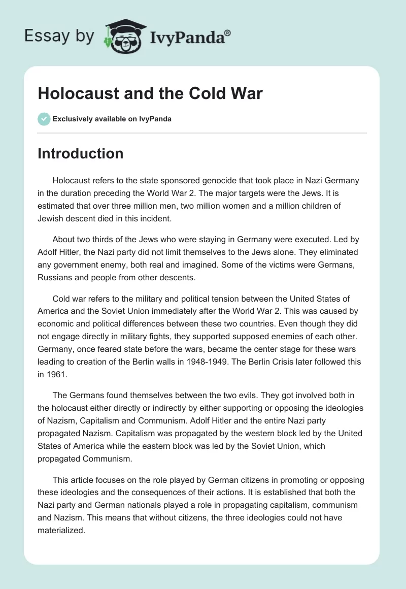 Holocaust and the Cold War. Page 1