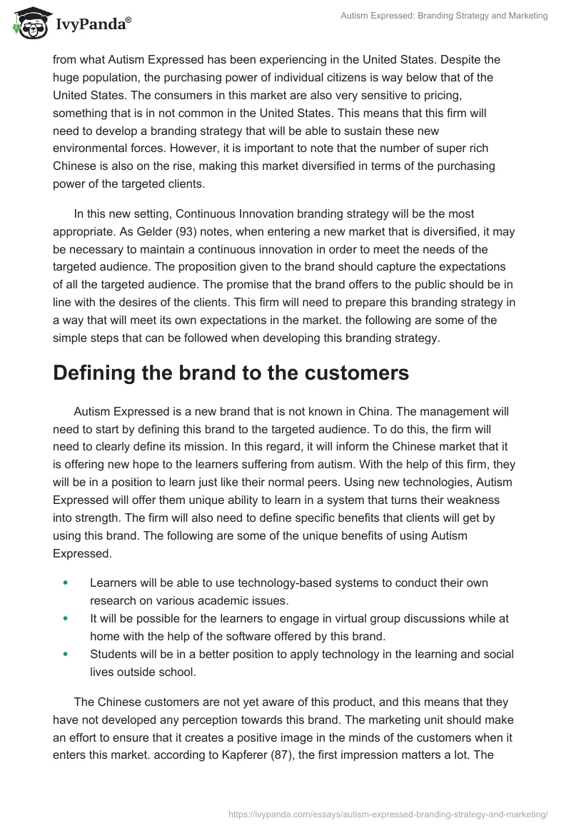 Autism Expressed: Branding Strategy and Marketing. Page 2