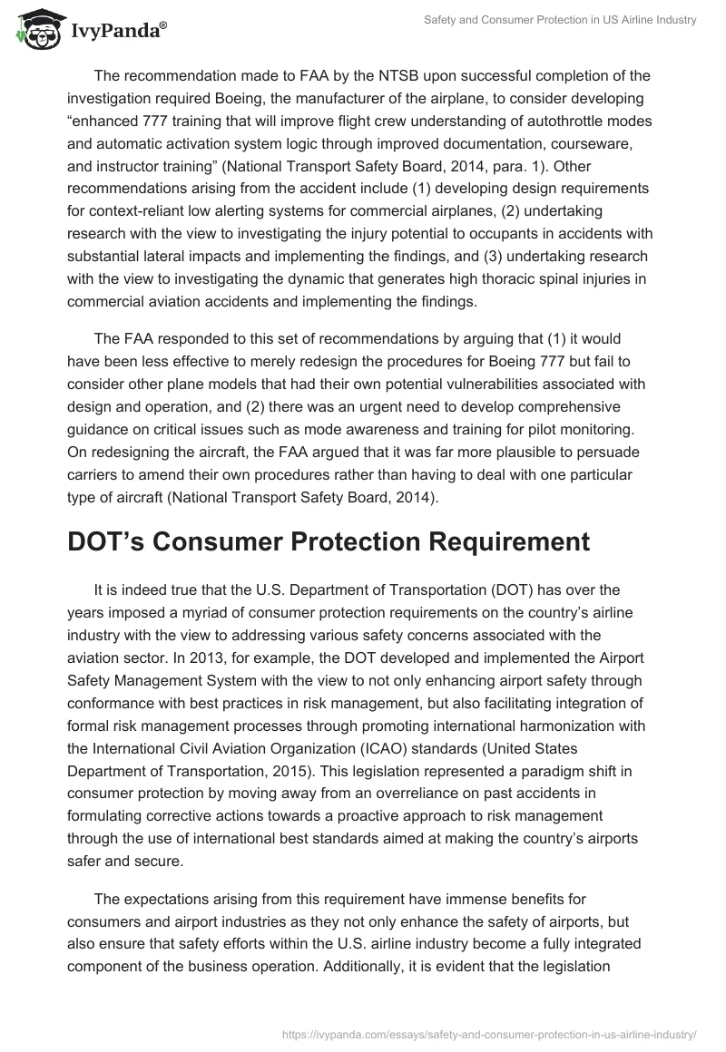 Safety and Consumer Protection in US Airline Industry. Page 2