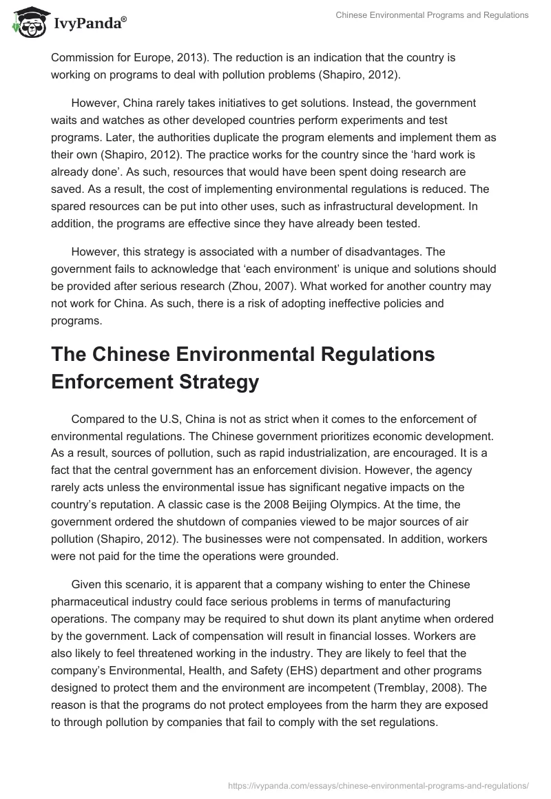 Chinese Environmental Programs and Regulations. Page 3
