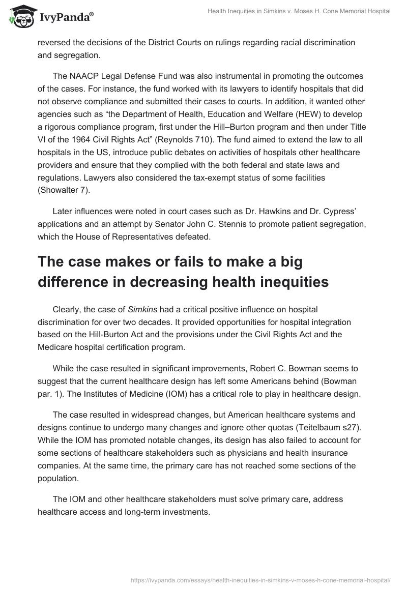 Health Inequities in Simkins vs. Moses H. Cone Memorial Hospital. Page 5
