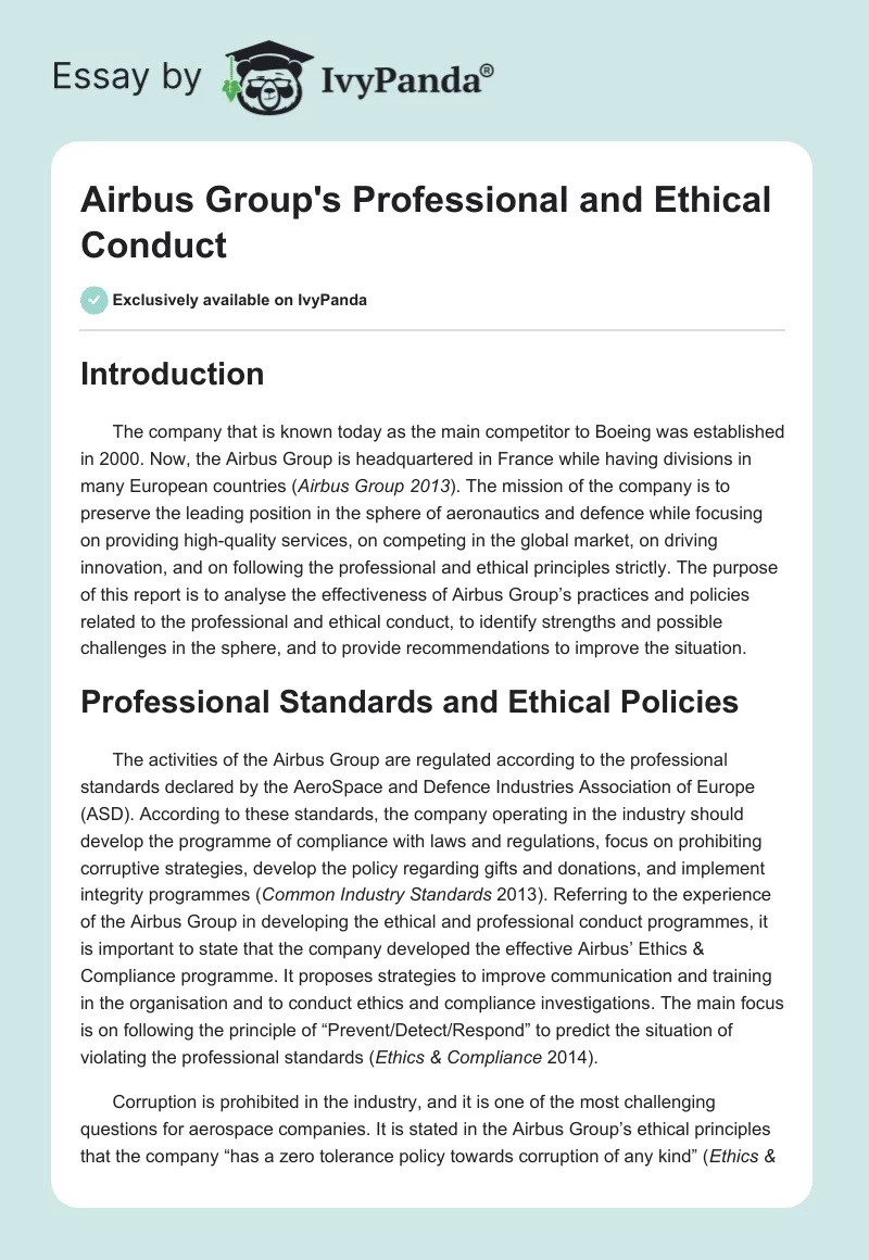 Airbus Group's Professional and Ethical Conduct. Page 1
