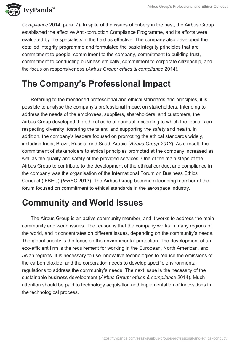 Airbus Group's Professional and Ethical Conduct. Page 2