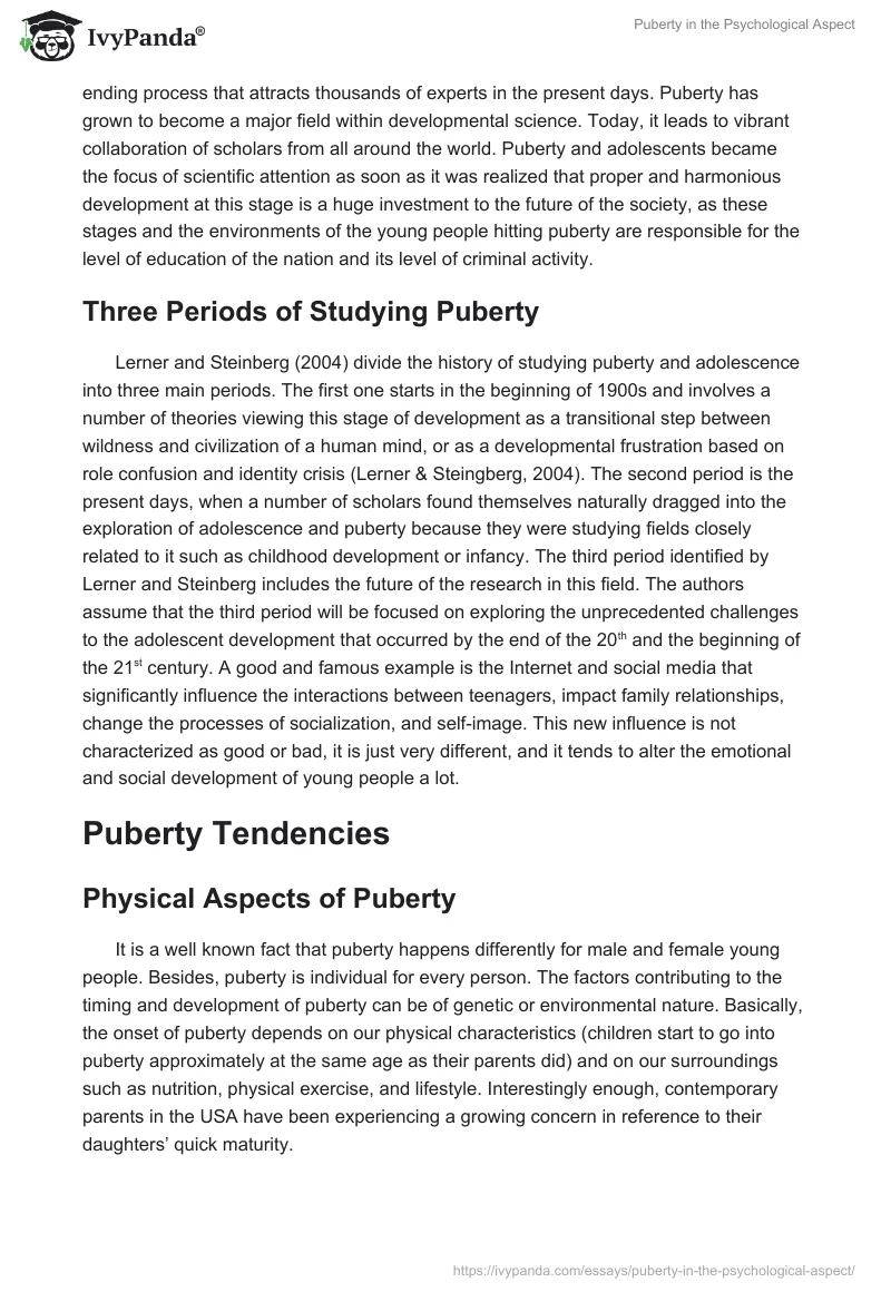 Puberty in the Psychological Aspect. Page 2