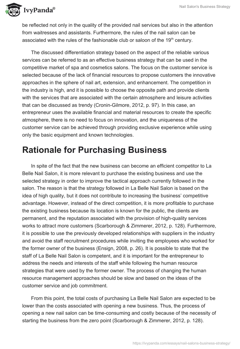 Nail Salon's Business Strategy. Page 2