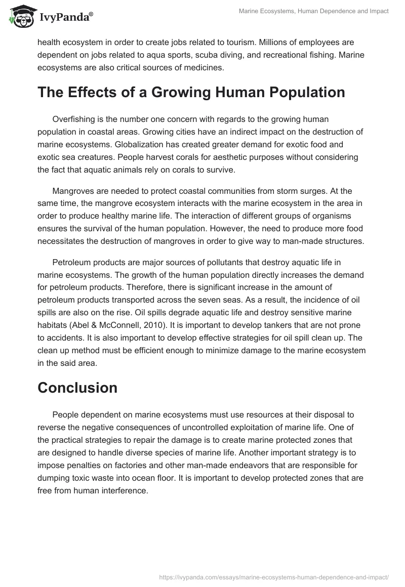 Marine Ecosystems, Human Dependence and Impact. Page 2