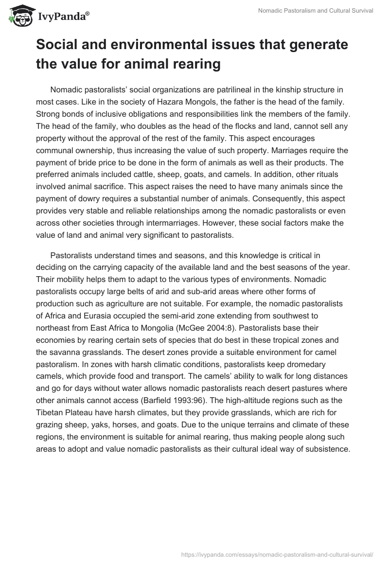 Nomadic Pastoralism and Cultural Survival. Page 3
