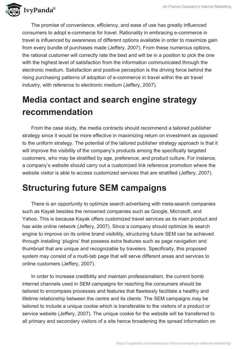 Air France Company's Internet Marketing. Page 2