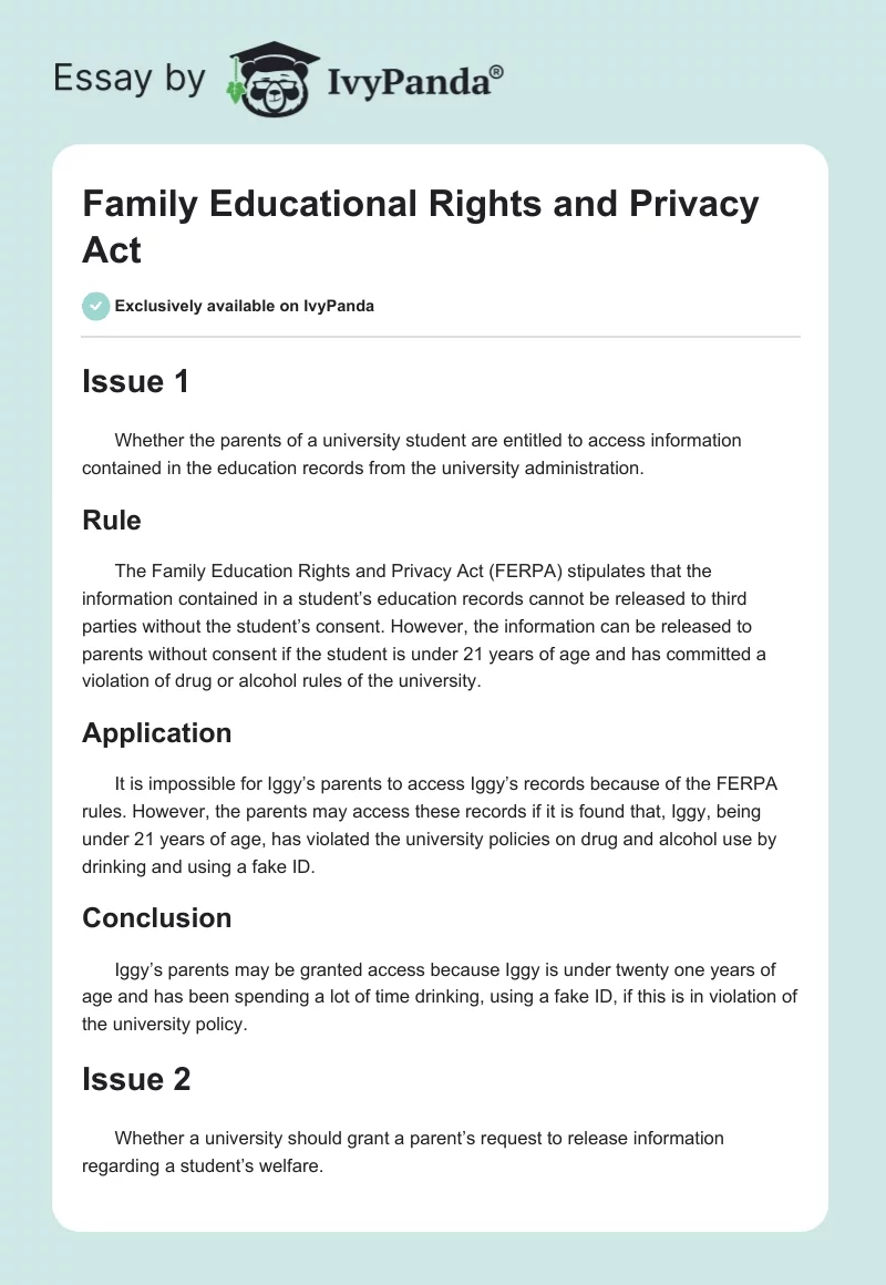 Family Educational Rights and Privacy Act. Page 1
