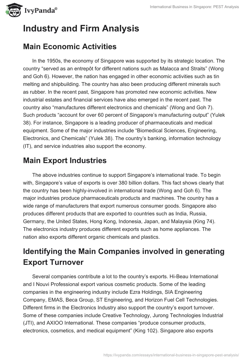 International Business in Singapore: PEST Analysis. Page 3