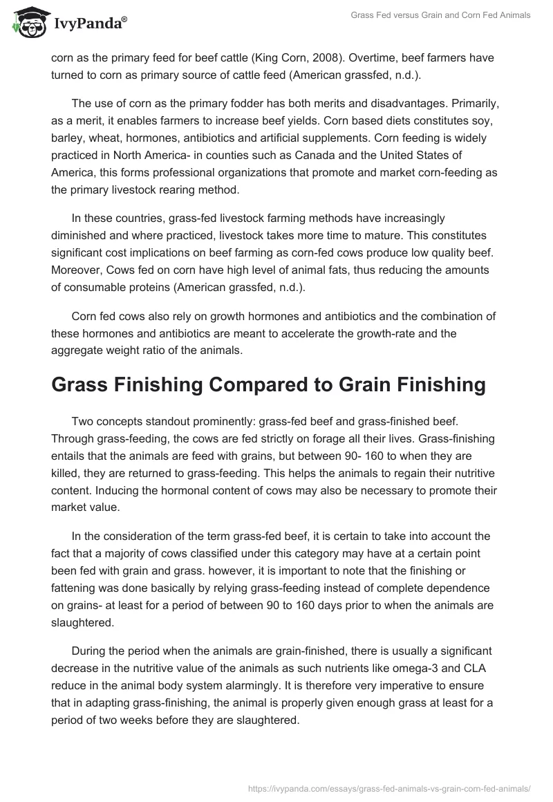 Grass Fed versus Grain and Corn Fed Animals. Page 4