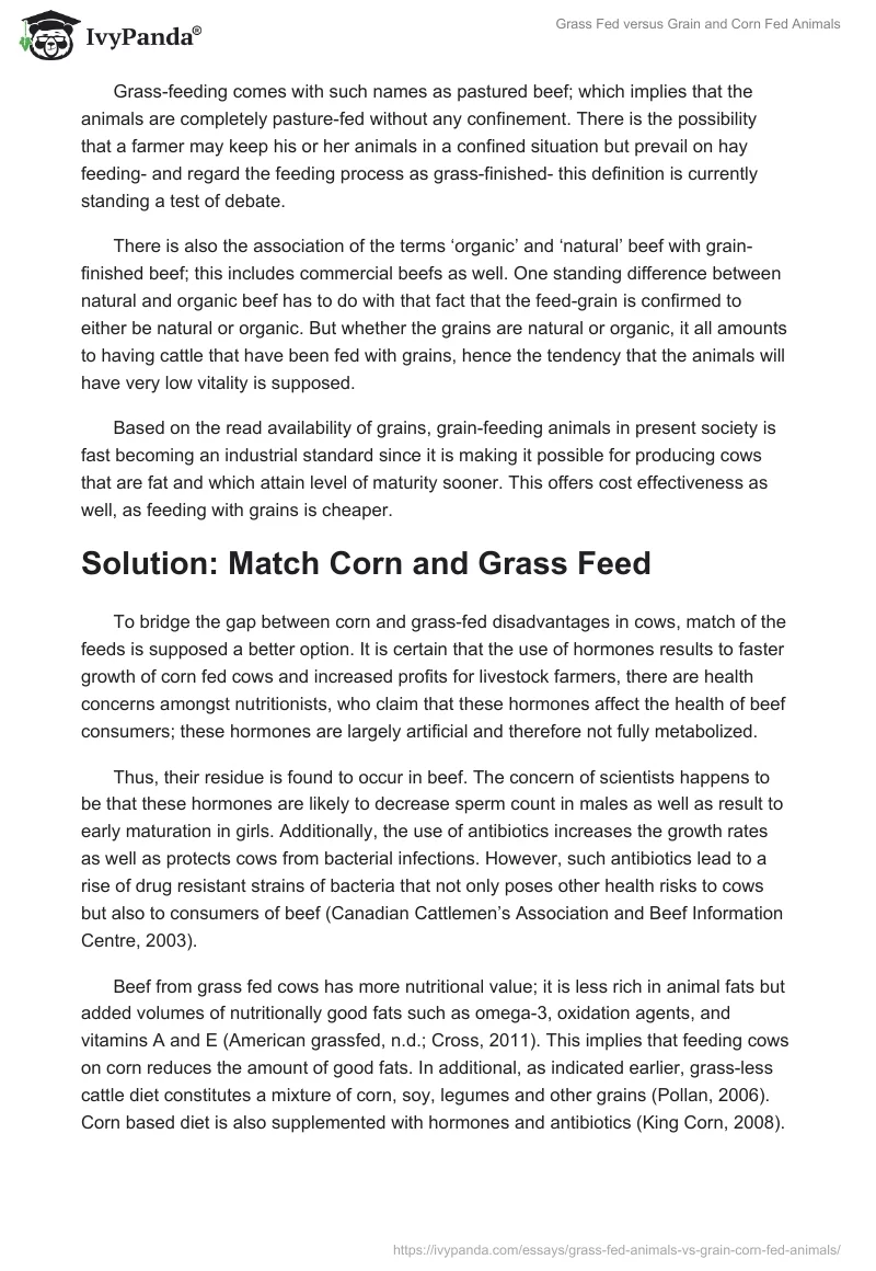 Grass Fed versus Grain and Corn Fed Animals. Page 5