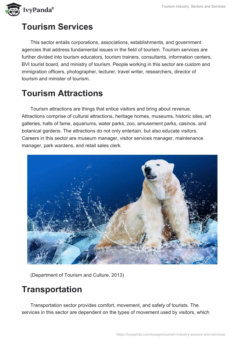 Tourism Industry: Sectors and Services. Page 2