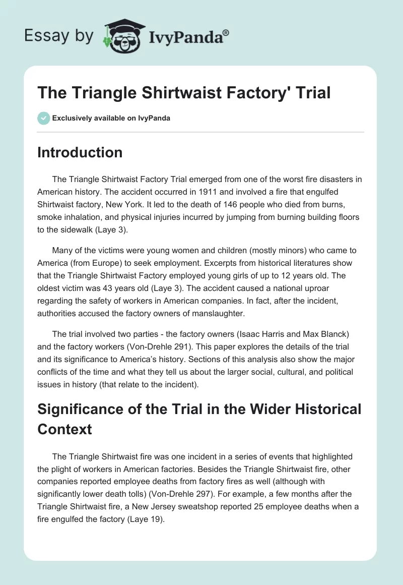 The Triangle Shirtwaist Factory' Trial. Page 1