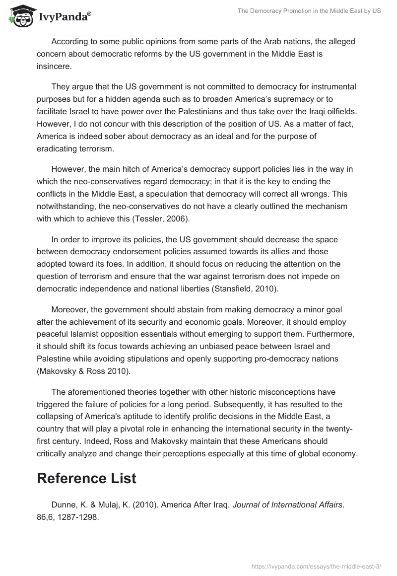 The Democracy Promotion in the Middle East by US. Page 4