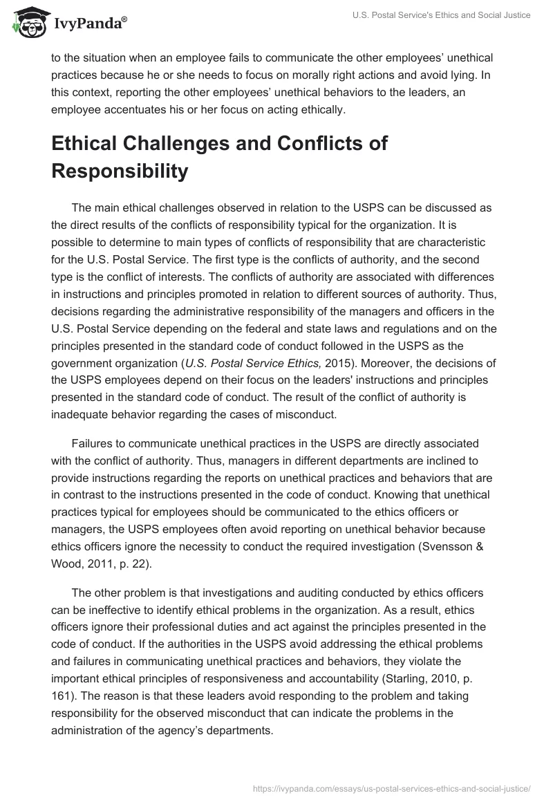U.S. Postal Service's Ethics and Social Justice. Page 3