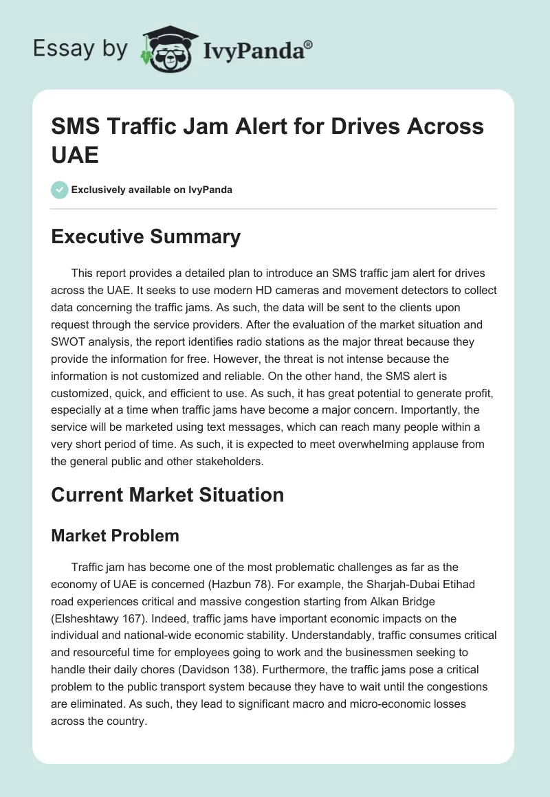 SMS Traffic Jam Alert for Drives Across UAE. Page 1