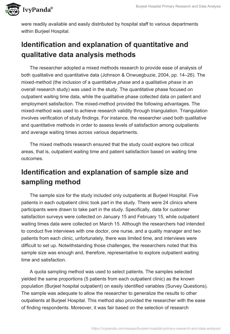 Burjeel Hospital Primary Research and Data Analysis. Page 2
