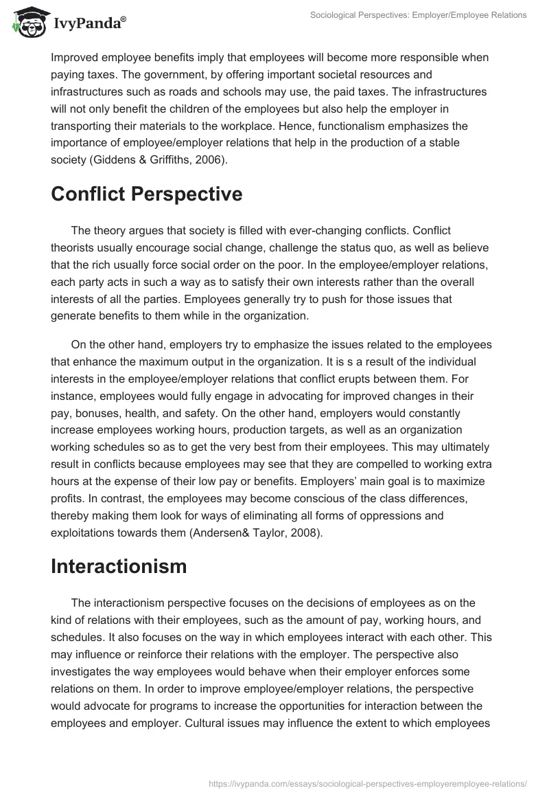 Sociological Perspectives: Employer/Employee Relations. Page 2