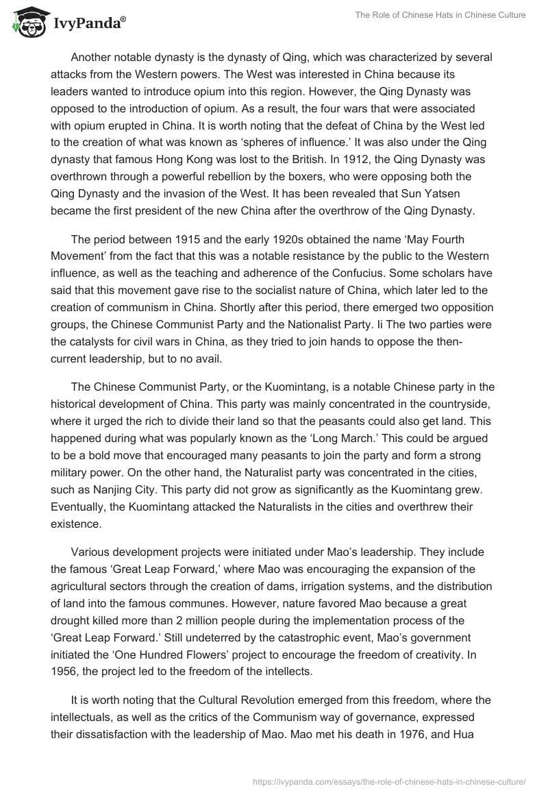 The Role of Chinese Hats in Chinese Culture. Page 2