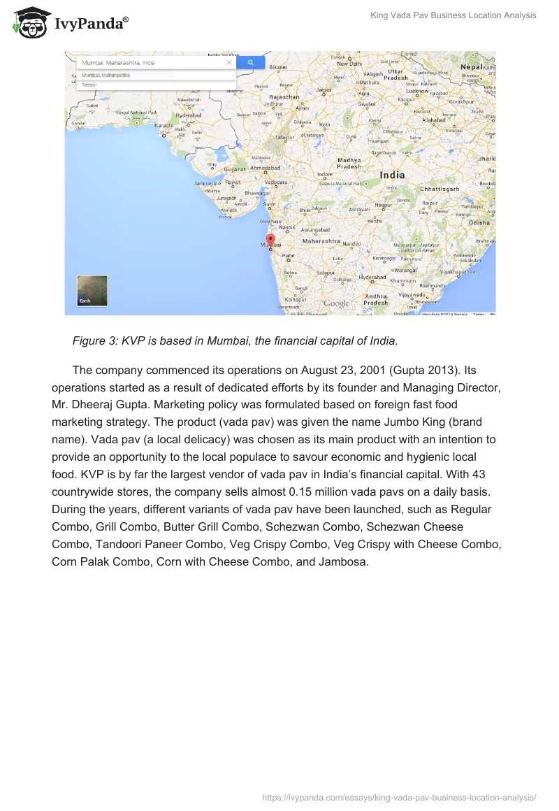 King Vada Pav Business Location Analysis. Page 3