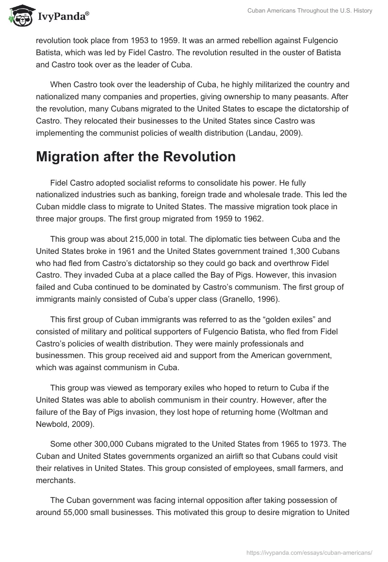 Cuban Americans Throughout the U.S. History. Page 2