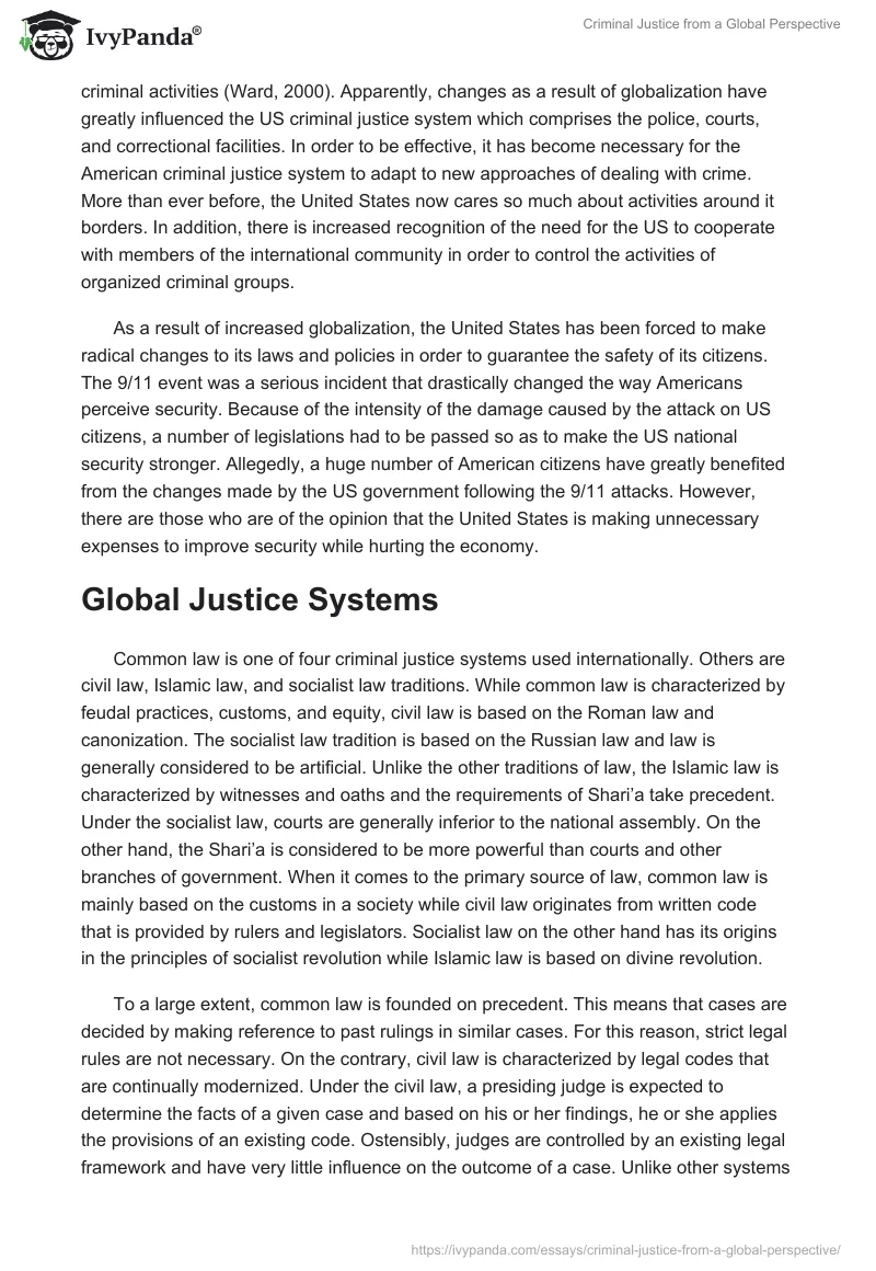 Criminal Justice From a Global Perspective. Page 2