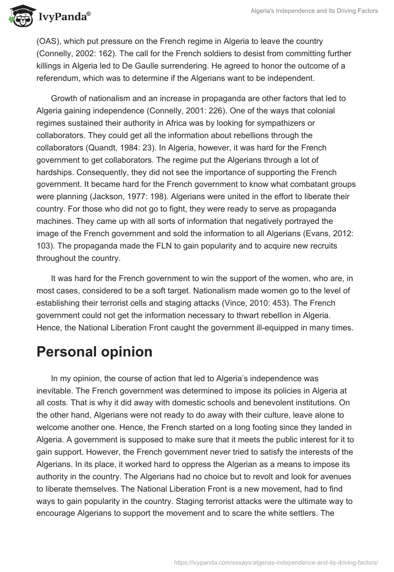 Algeria's Independence and Its Driving Factors. Page 3