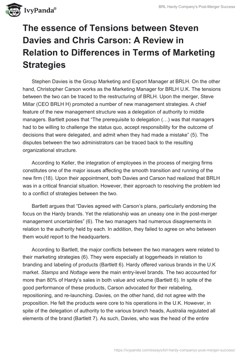 BRL Hardy Company's Post-Merger Success. Page 3
