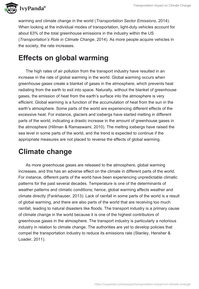 Transportation Impact on Climate Change. Page 2